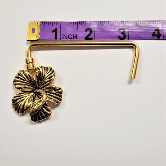 Antique Gold Plated Hibiscus Flower Handbag Holder or Handbag Table Hook - Picture 11 of 16